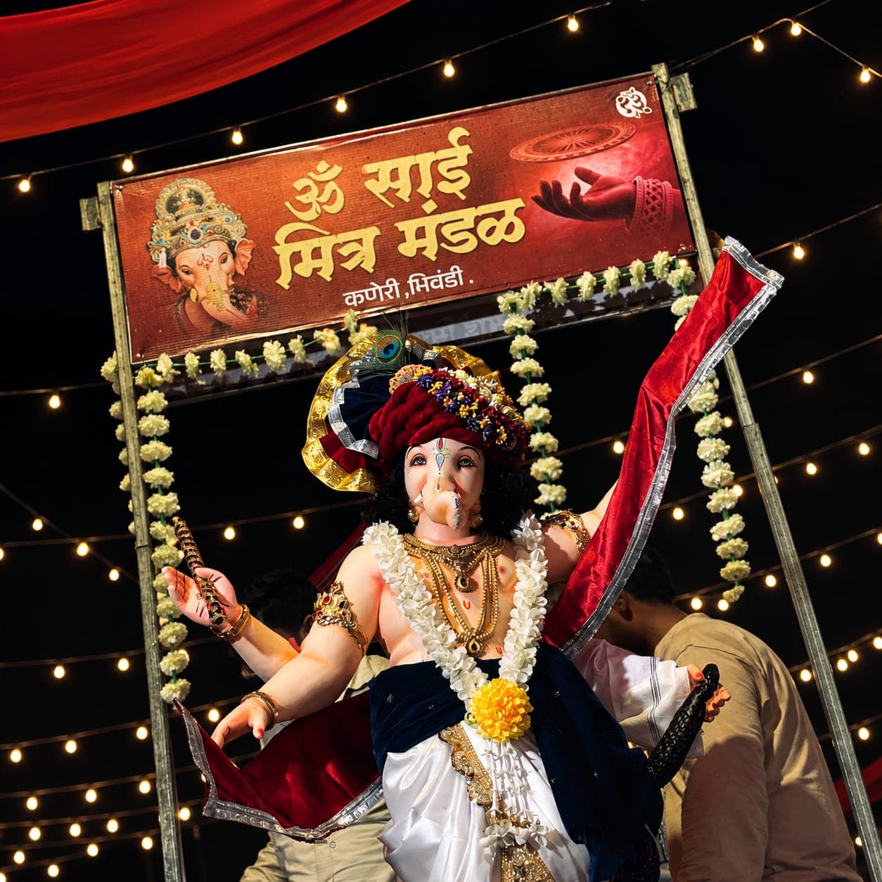 Ganpati Bappa murti at OM SAI MITRA MANDAL, Kaneri